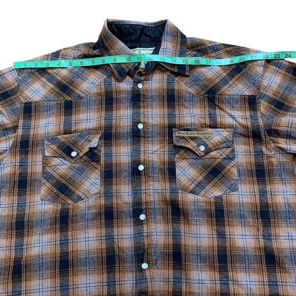 Jesse James Workwear West Coast Choppers Mens Plaid Snap Button Flannel Shirt L - Picture 7 of 11